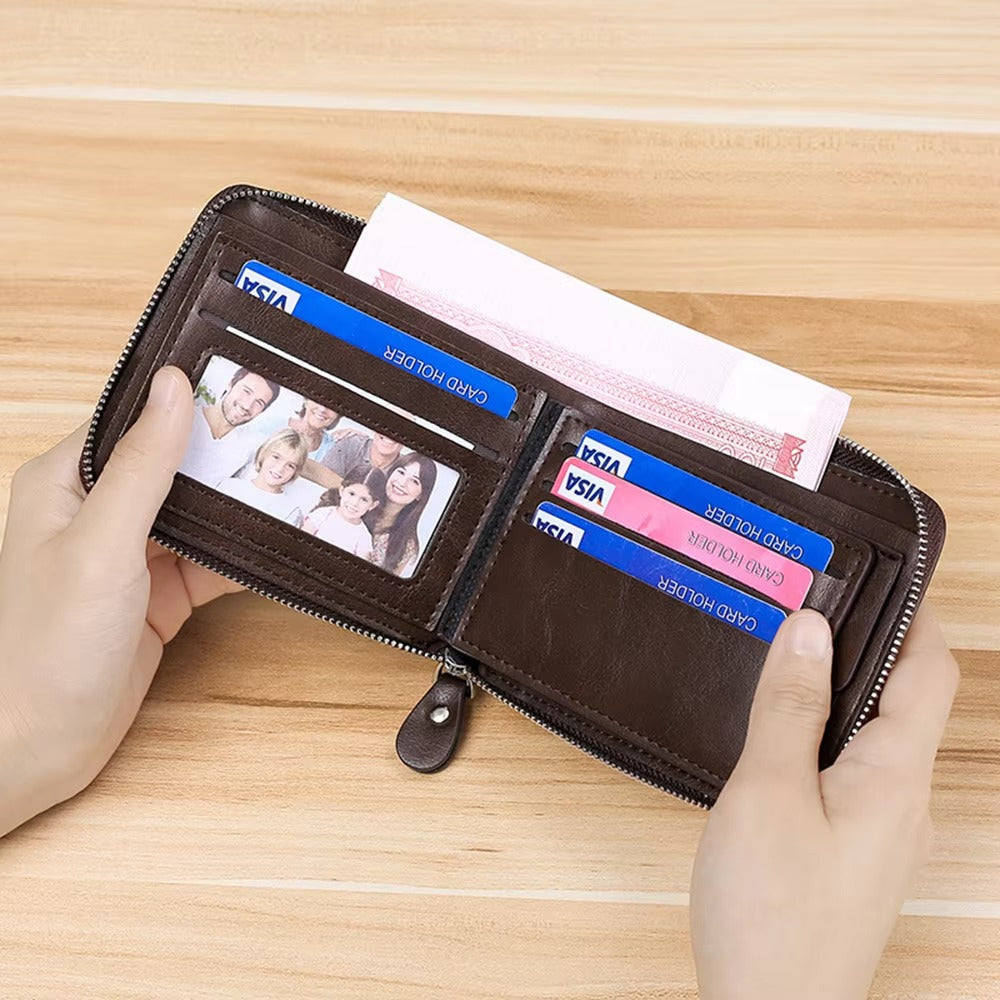 Men’s Casual PU Leather Wallet – Card & Coin Holder