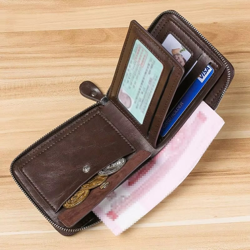 Men’s Casual PU Leather Wallet – Card & Coin Holder