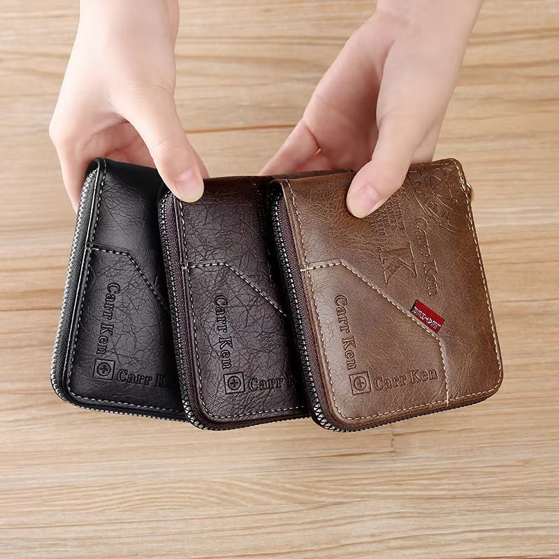 Men’s Leather Zipper Wallet – Card Holder