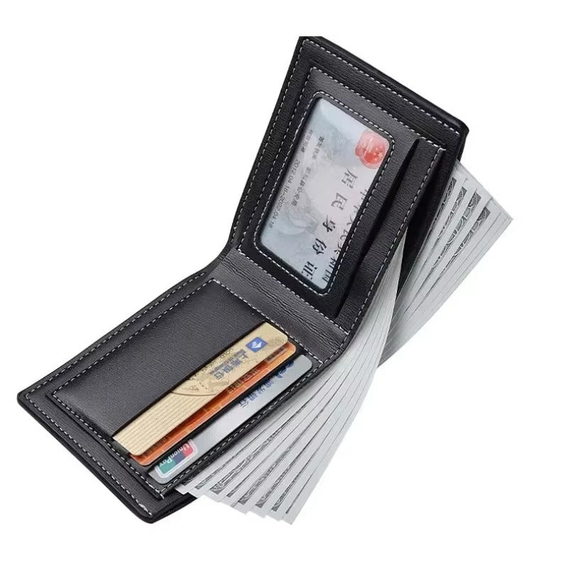 Men’s Slim PU Leather Folding Wallet – Card & Cash Holder