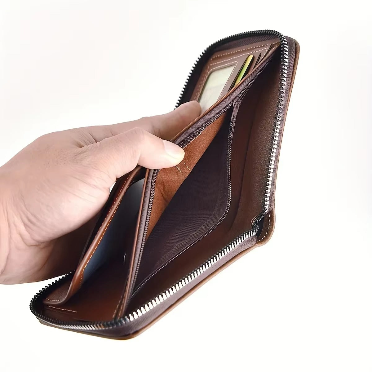 Men’s Leather Zipper Wallet – Card Holder