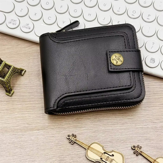 Vintage Men’s Leather Zipper Wallet – Compact & Durable